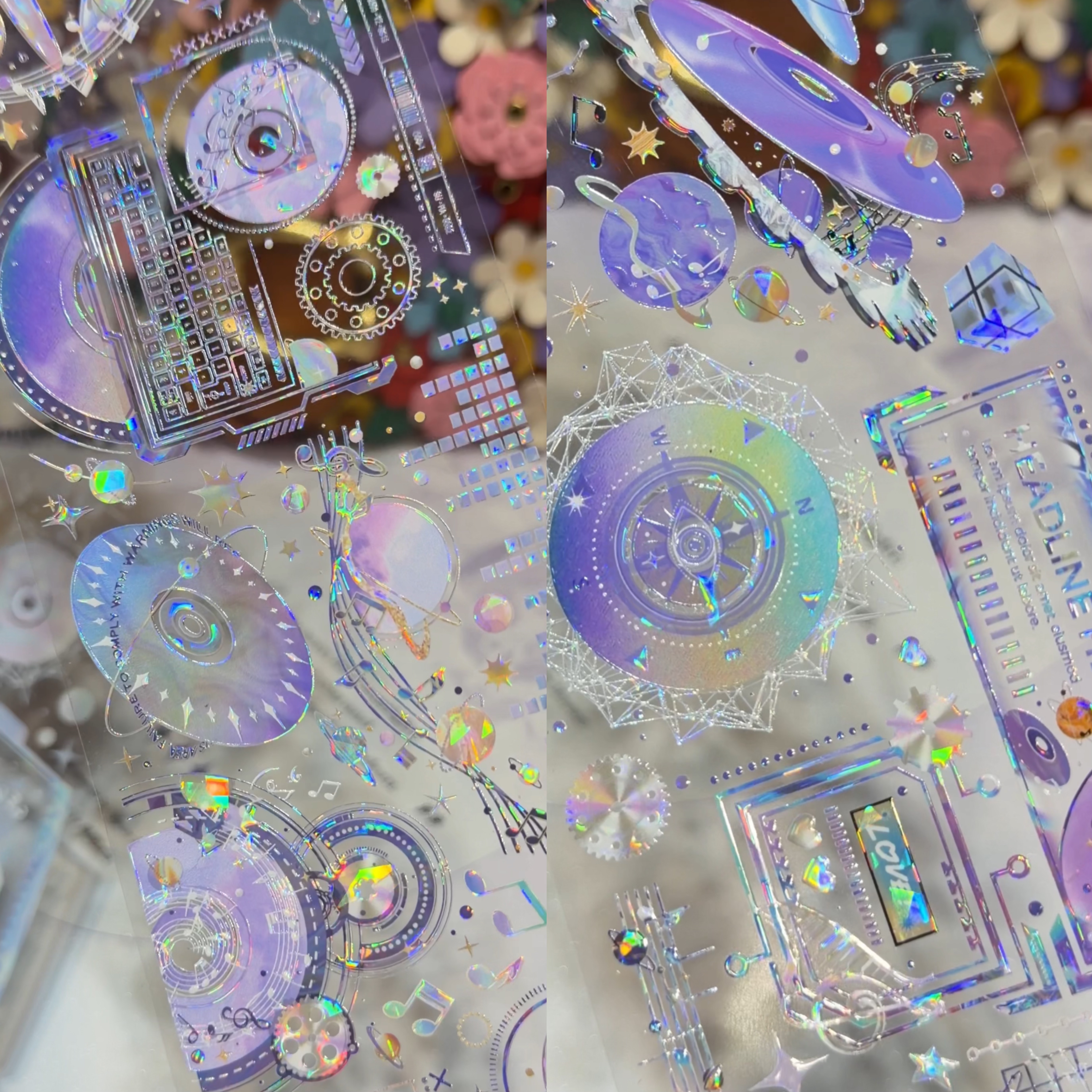 studioVI分装胶带EDM星球贝壳光机械星球手账素材流麻咕手账拼贴