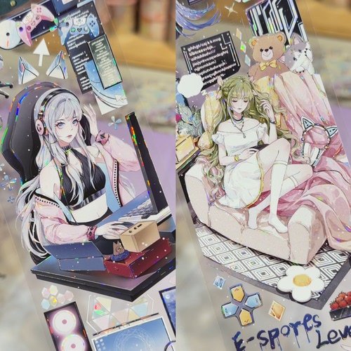 魔法堂分装手账胶带迷幻电子人物女孩可爱风流麻咕卡背卡