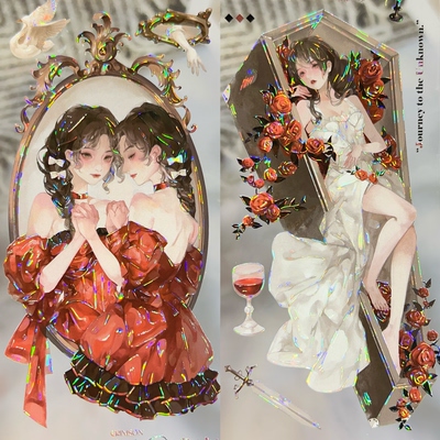 冰川分装手账胶带猩红丝绒人物红系女韦斯顿公馆复古家具系流麻