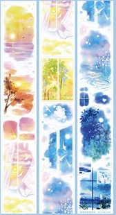 朝夕分装手账胶带黄昏与蓝调时刻梦幻星辰流麻咕卡背卡