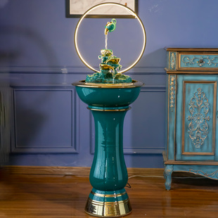 景德镇陶瓷现代循环流水喷泉摆件招财客厅办公室装饰开业乔迁送礼