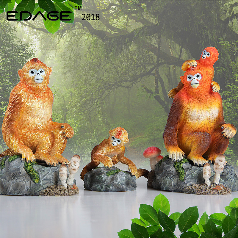 EDAGE伊甸纪出品树脂金丝猴特色玩具模型 小猴子礼物 收藏 摆件