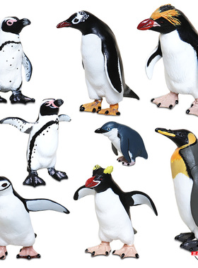 COLORATA蝴蝶社仿真海洋动物模型塑料儿童静态玩具企鹅北极帝企鹅