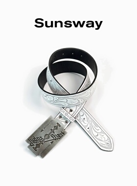 SUNSWAY白色复古雕花腰带设计感小众独特刀片扣皮带男女百搭款潮