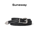 SUNSWAY原创编织复古腰带免打孔真扣简约百搭牛仔裤 饰皮带 装