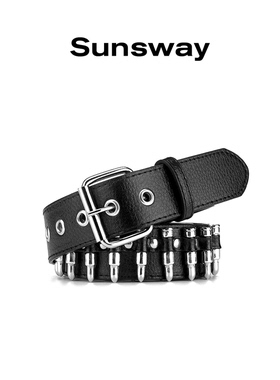 SUNSWAY朋克风铆钉子弹头y2k腰带男女百搭皮带个性装饰裤带时尚