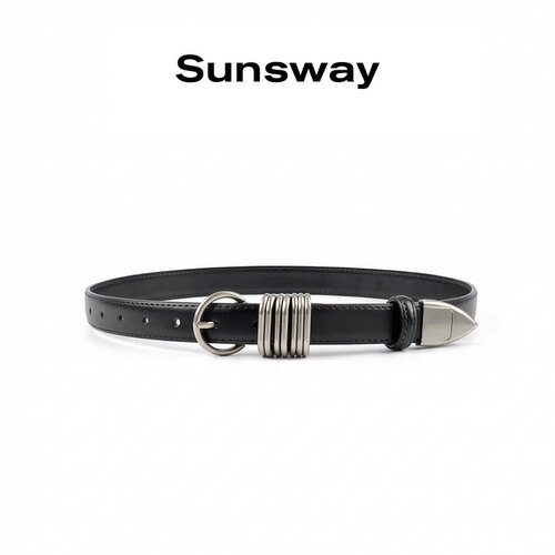 SUNSWAY金属圆环牛皮牛仔裤腰带男真皮简约个性黑色皮带女小众