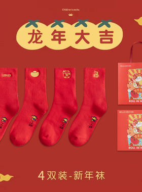 大红色袜子本命年秋冬季加厚属马年结婚新年礼盒装男女情侣毛巾袜