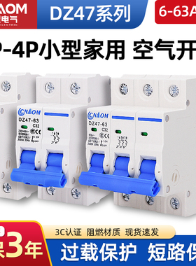 空气开关DZ47-63小型空开断路器1P2P3P4P漏电家用电闸开关6A-63A