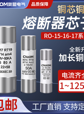 陶瓷保险丝管R015熔断器RT18-32A63A125A芯子10*38熔芯R016 RO17