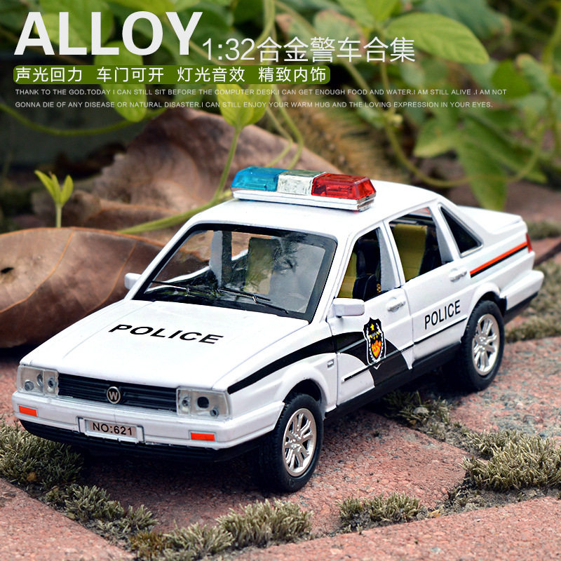 盒装大众桑塔纳110警车玩具车合金车模型儿童汽车模型玩具