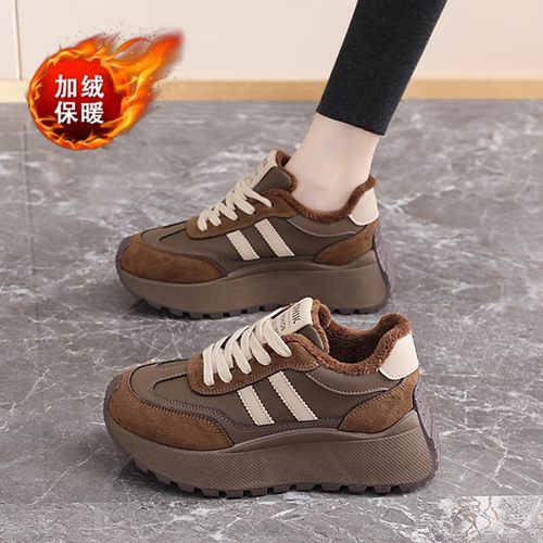 冬季加绒保暖二棉阿甘运动老爹鞋
