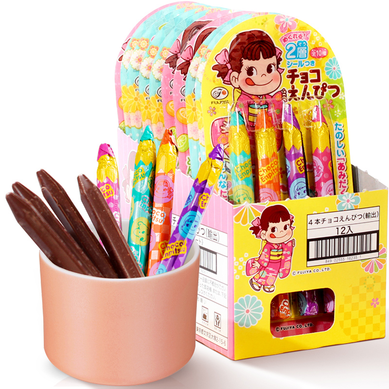 不二家铅笔巧克力4支装单片装日本原装进口儿童零食创意礼物送礼