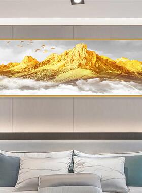 日照金山客厅装饰画沙发背景墙轻奢3d立体床头卧室墙贴画轻奢温馨