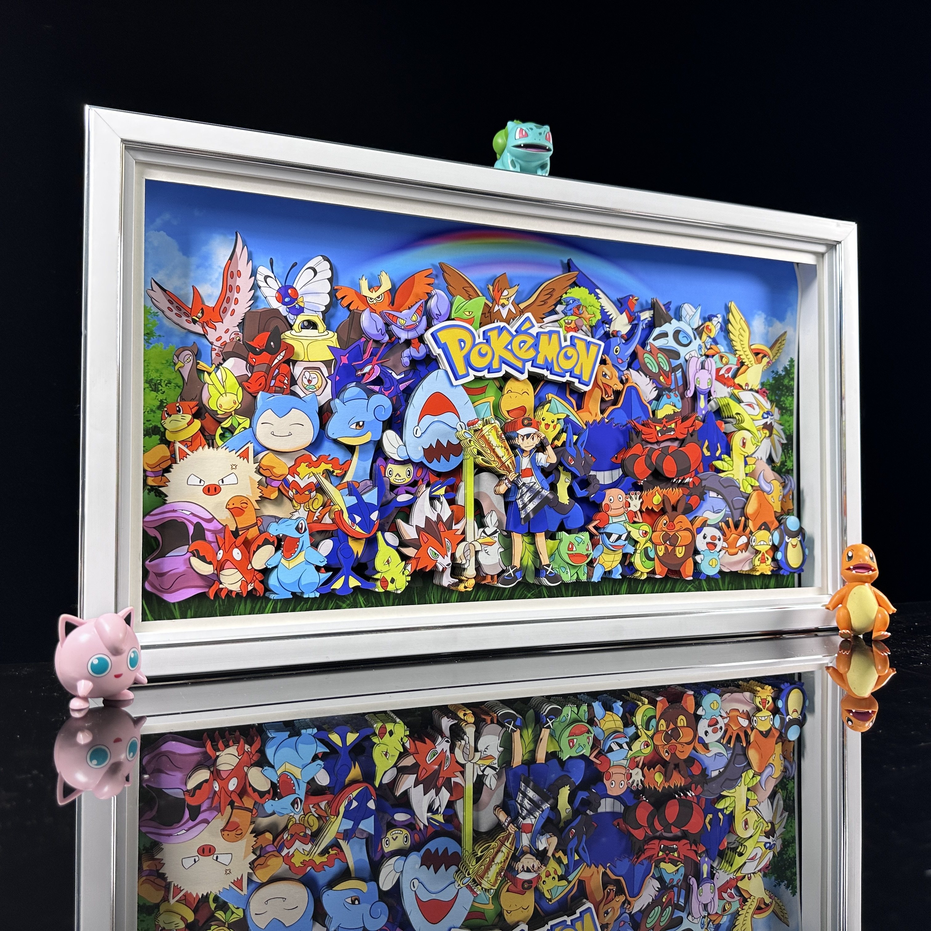 宝可梦立体画小智皮卡丘夺冠全家福3d立体挂画客厅手工装饰画礼物