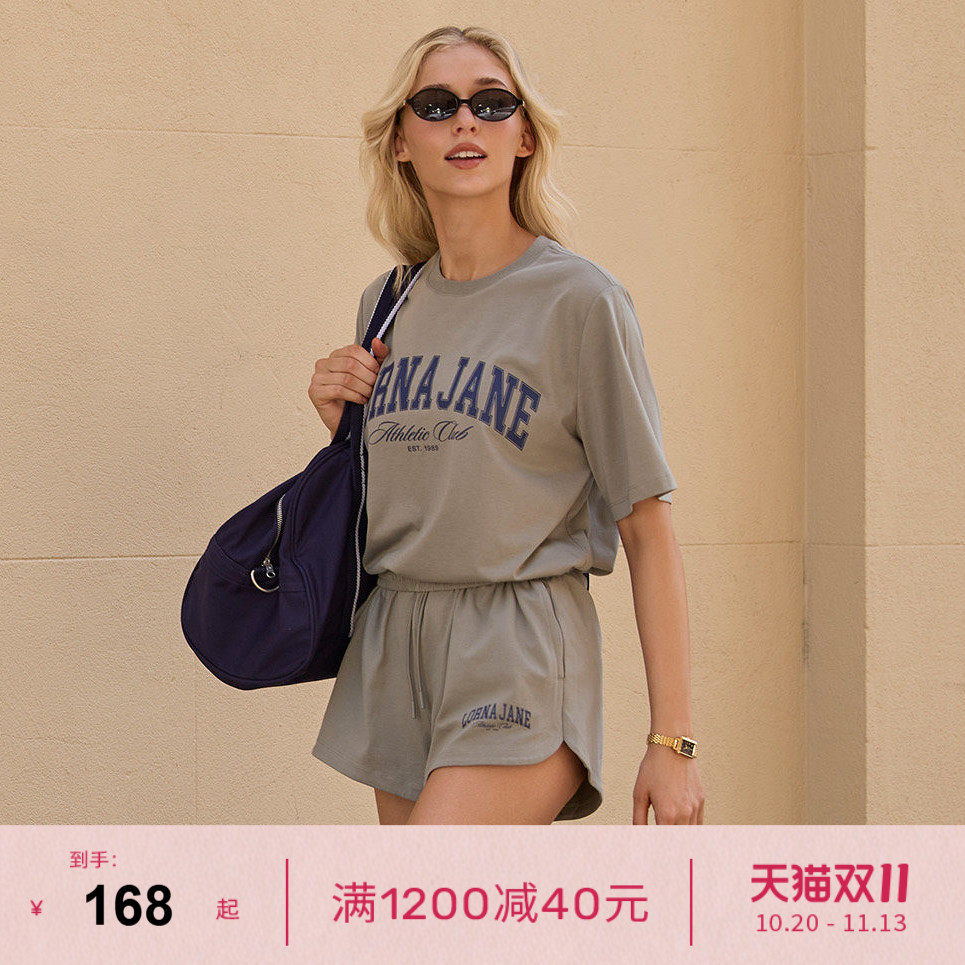 LornaJane运动健身跑步短袖t恤短裤套装宽松WEEKEND网球女运动服