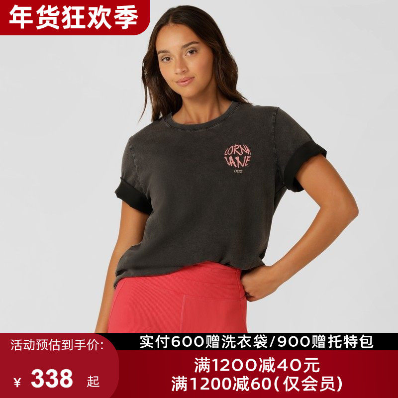 LornaJane运动上衣T恤短袖宽松印花WORLD瑜伽健身跑步休闲女LJ,运动服/休闲服装,运动T恤,淘宝优惠券,粉丝福利购,淘宝优惠卷