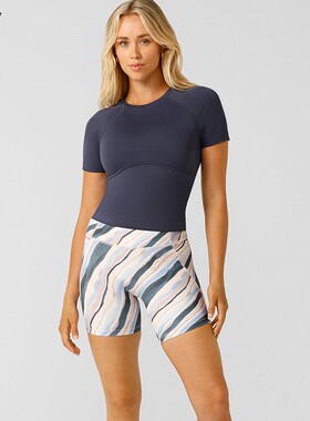 LornaJane运动短袖上衣罗纹SEAMLESS瑜伽健身跑步日常休闲女LJ