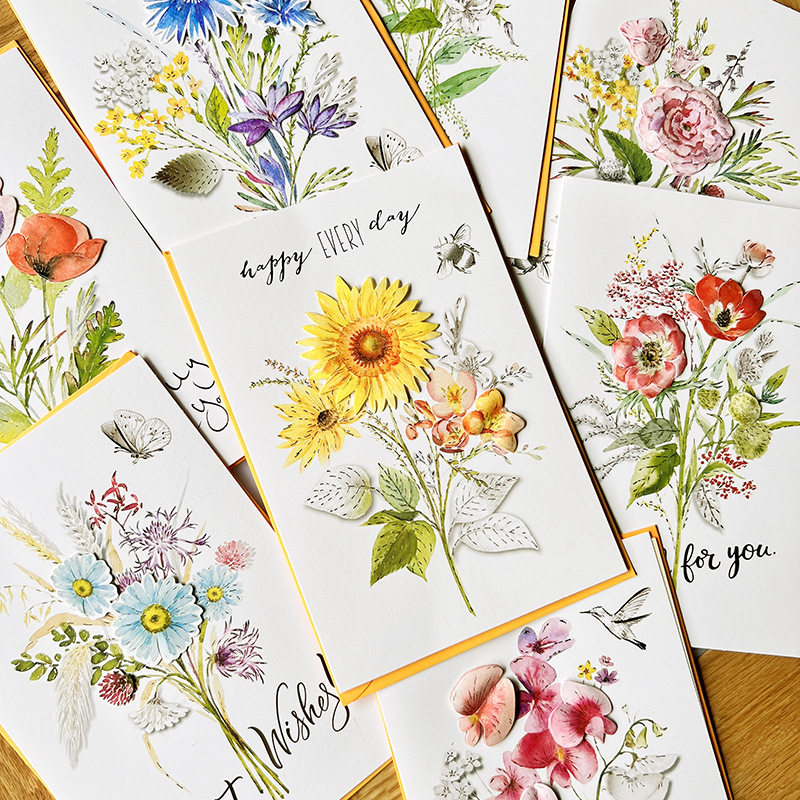 精美高档立体感恩教师节花卉贺卡商务生日祝福感谢送客户礼品卡片