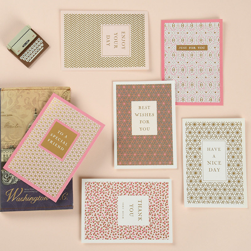 简约高档烫金教师节贺卡小清新感恩感谢对折式誓言卡带信封小卡片