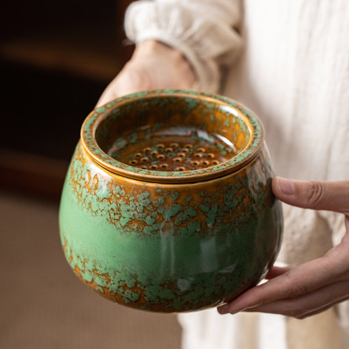 恬静生活窑变茶渣缸陶瓷茶洗