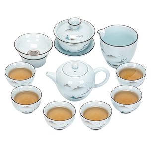 青瓷茶壶泡茶单壶家用瓷壶陶瓷茶具杯子套装家用大容量过滤泡茶壶