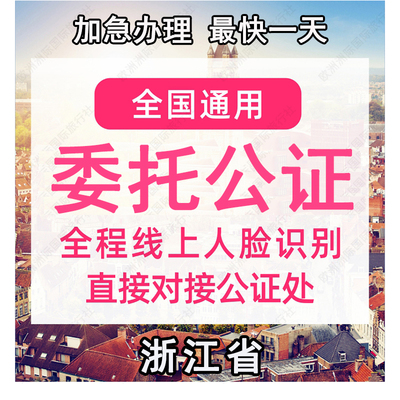 浙江省公证处委托书声明签名字出行同意书证据保全过户异地远程