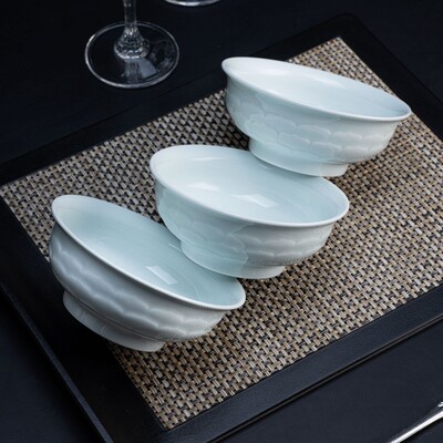 景德镇官方正品影青瓷吃饭碗昌南旗舰店食品级高温陶瓷家用米饭碗