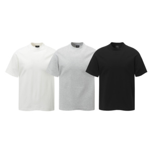 黑白灰纯色小高领T恤男女宽松基础款 百搭情侣内搭打底上衣 短袖