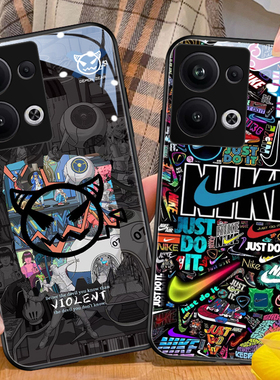 适用oppo手机壳r17新款一加ace2潮牌findx9pro男7玻璃findx8酷reno15潮流a93男款a97个性x6涂鸦a58小恶魔小众