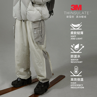 子宽松国潮 男户外防风机能风轻盈阔腿保暖滑雪裤 极度寒冷冬季 棉裤