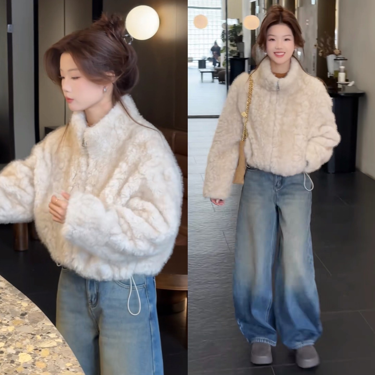 正品高端羊羔毛短外套女装2025冬季爆款时尚超好看加厚保暖上衣,女装/女士精品,短外套,淘宝优惠券,粉丝福利购,淘宝优惠卷