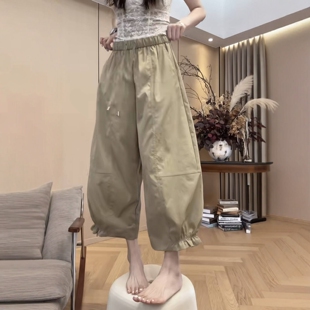 爆款时尚设计感九分花苞阔腿裤女2026夏季韩系蕾丝高腰显瘦休闲裤