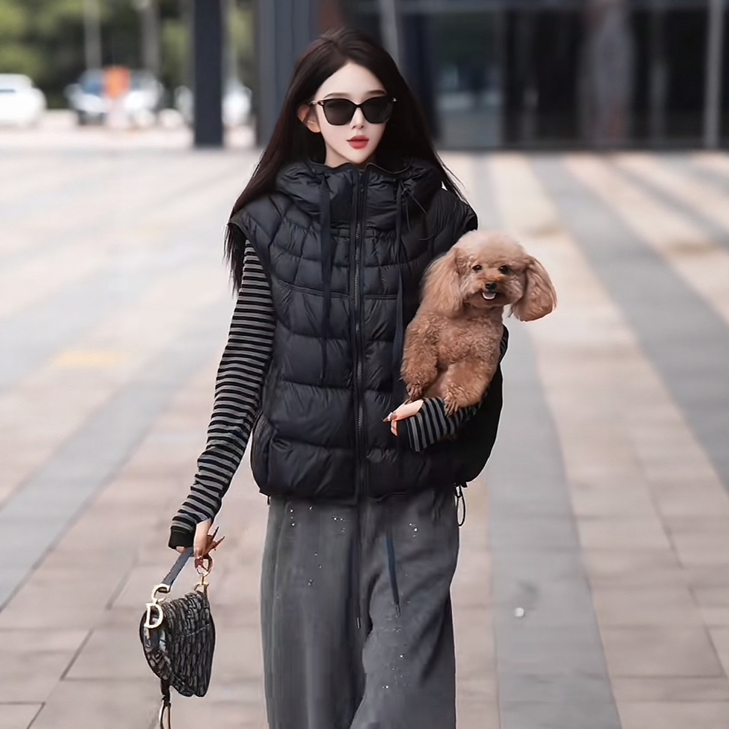 韩系爆款连帽设计感白鸭绒马甲