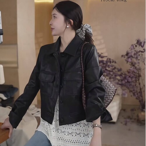 春季小个子高级感皮衣短外套