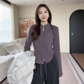 修身 立领高级感纸片人收腰小暖炉打底卫衣女装 秋冬时尚 显瘦短外套