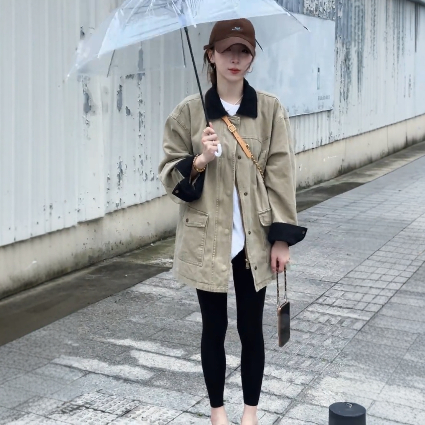韩系设计感撞色工装牛仔外套