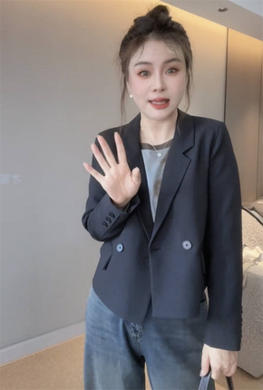 短款休闲女士小西装外套2025春秋新款时尚气质小个子时尚西服上衣