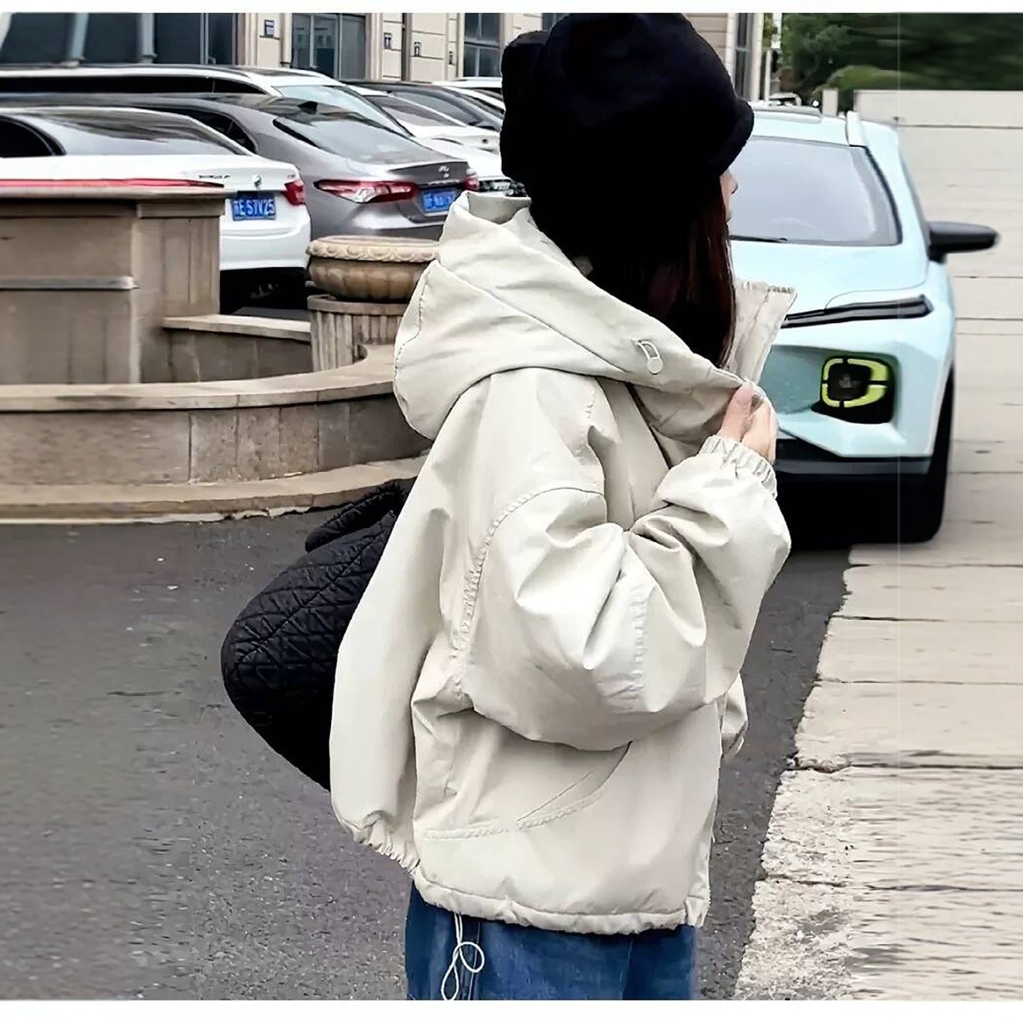 连帽设计感加棉加厚短外套女装2026春季小个子时尚休闲冲锋衣上衣