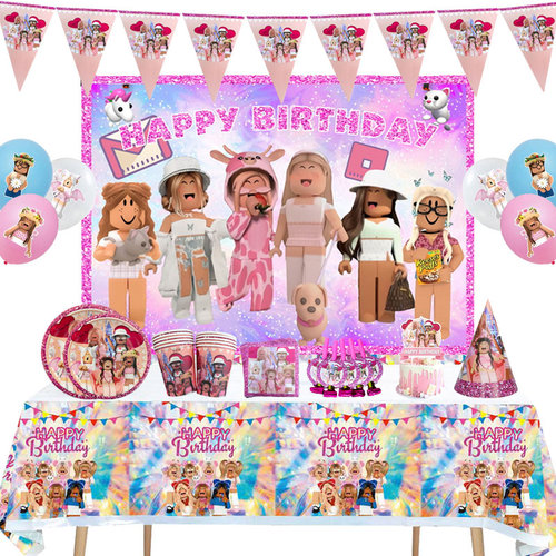 roblox游戏女孩生日装饰布置桌布