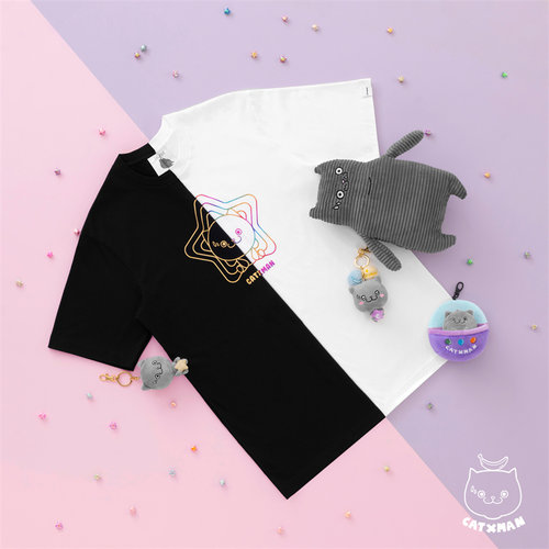 CATXMAN周柏豪烫印图案情侣短袖