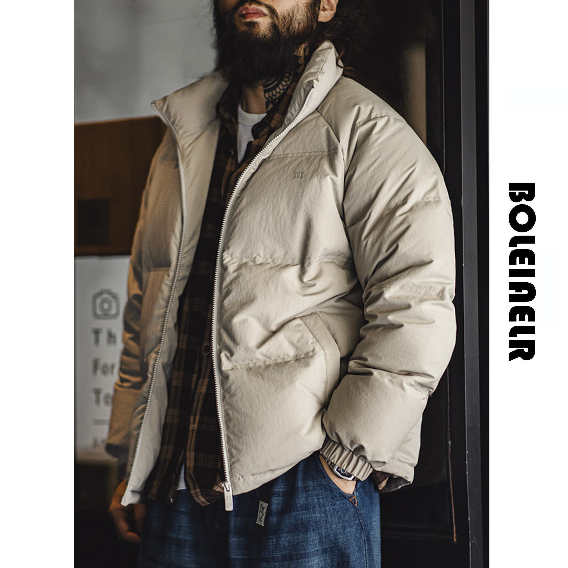 防水休闲立领90白鸭绒羽绒服