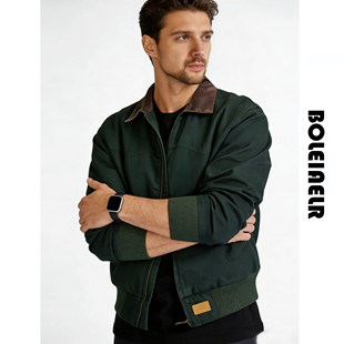 2026春季新款 巴恩风复古重磅圣达菲帆布夹克男硬挺大码短款外套