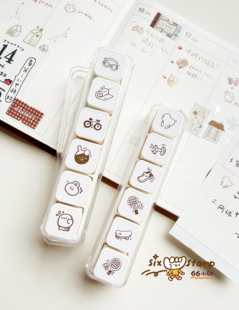 66小印原创六联章手帐印章可拆卸简约运动打卡记录可爱素材装饰