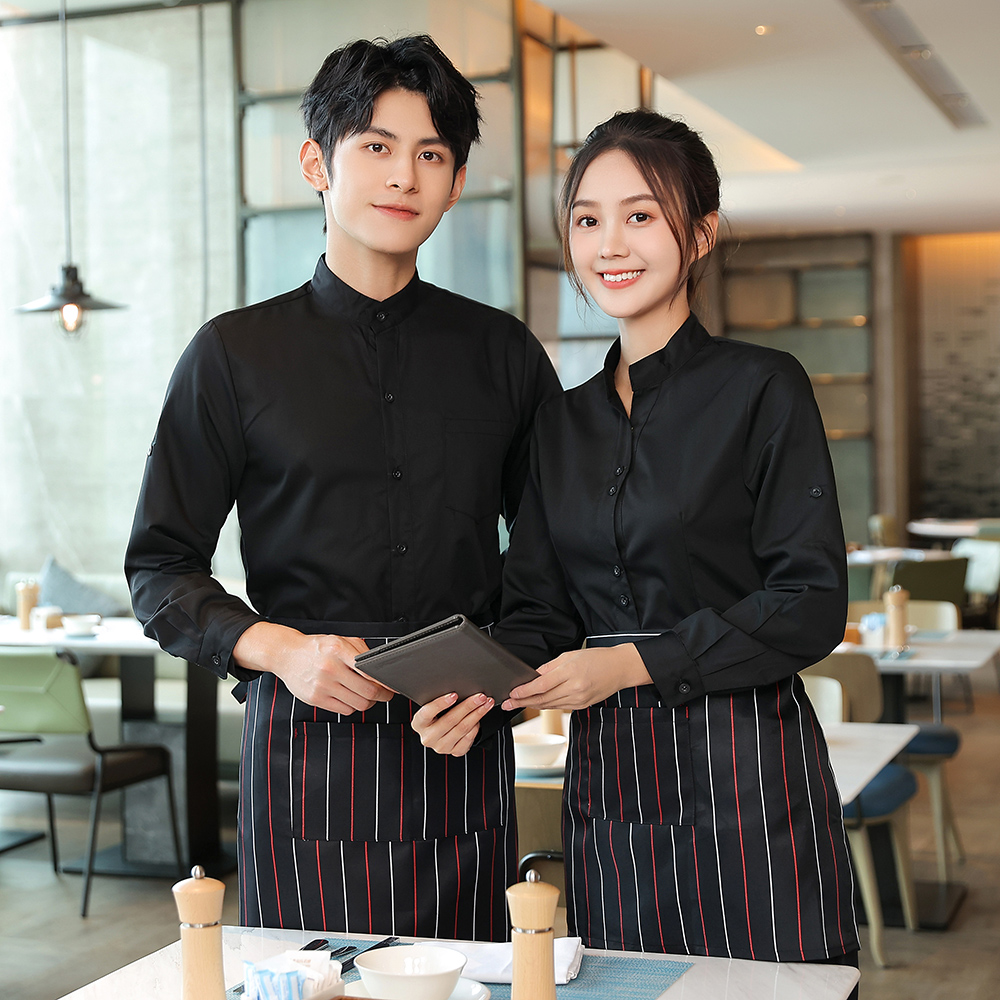 餐饮服务员工作服长袖立领衬衫酒楼茶餐厅火锅店员工装制服秋冬装