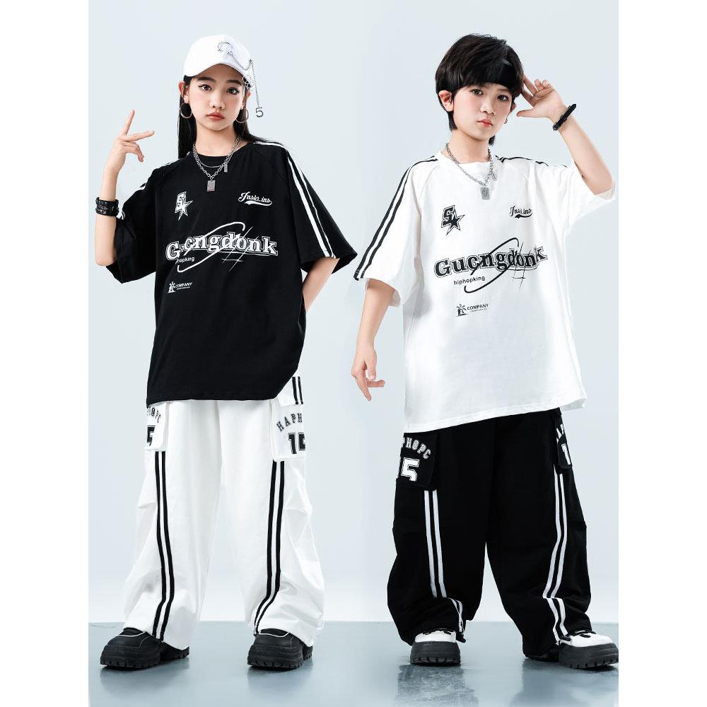 童装男生Hip-Hop套装夏季运动会小学女生班服帅哥Hip-Hop表演服装