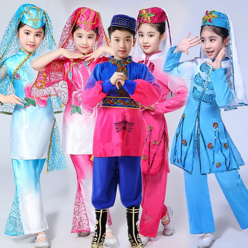 回族撒拉族东乡族保安族儿童女童舞蹈服套装小学生运动会演出服装
