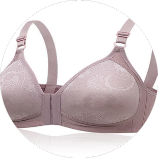 前面开扣妈妈款内衣女文胸中年妇女老年人胸罩无钢圈薄款前扣式夏
