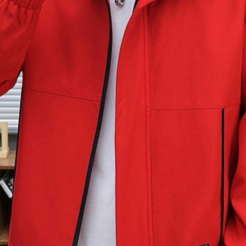 夹克定制标志工作服男士印花图案透气工作服风衣秋冬天鹅绒班制服