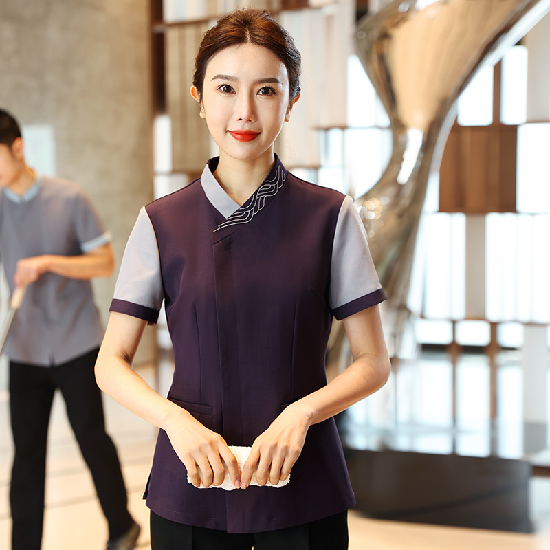 保洁阿姨工作服短袖客房服务员酒店房嫂物业售楼部大码套装女夏装